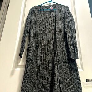 Grey knit knee length sweater